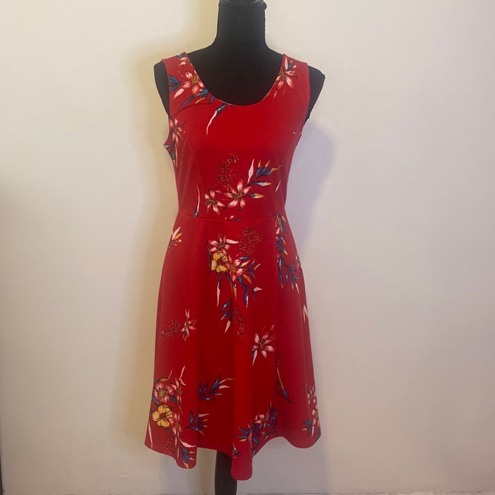 Red floral summer dress